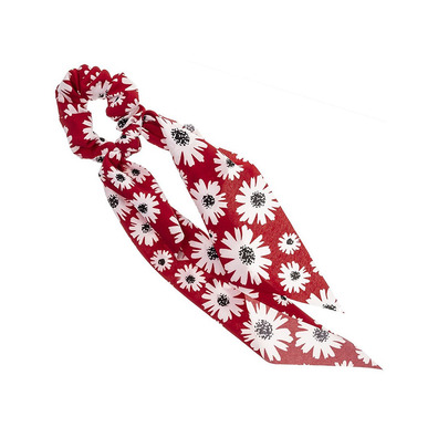 Coletero Scrunchie Con Lazada Margaritas Siena Rojo- Red