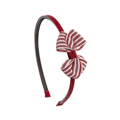 Diadema Dientes Con Lazo Grosgrain Rayado Siena - Rojo- Red