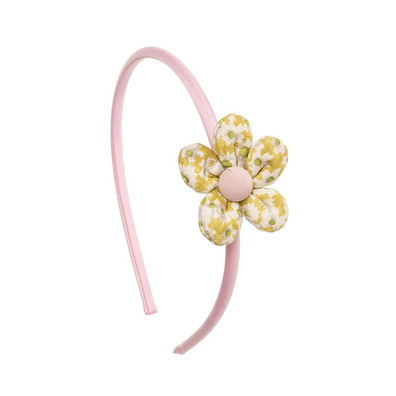 Diadema suave con flor de tela estampada Siena - Rosa Pastel- Light Pink