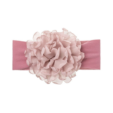 Turbante bebé con maxi flor de chiffon Siena - Rosa Francia- Antique Pink