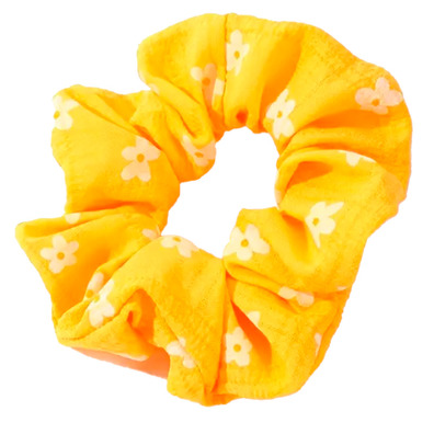Coletero para el pelo de tela con flores Amarillo- Yellow