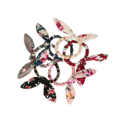 Coletero fruncido orejitas estampado flores Siena - Rosa Francia- Antique Pink