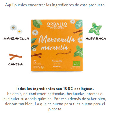 Infusión Manzanilla Maravilla Orballo