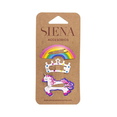 Pack 3 Clips Metal Decorados Arco Iris Siena